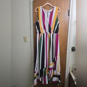 Lane Bryant Multicolor Striped Sleeveless Dress
